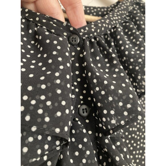 Vintage Express Floral Ruffle Front Blouse Black SMALL Peasant Boho - Picture 6 of 7